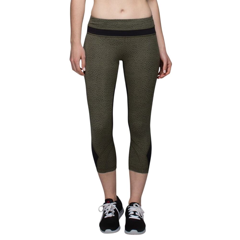 Lululemon Run: Inspire Crop II Full On Luxtreme with Mesh Dottie Dash Green 6